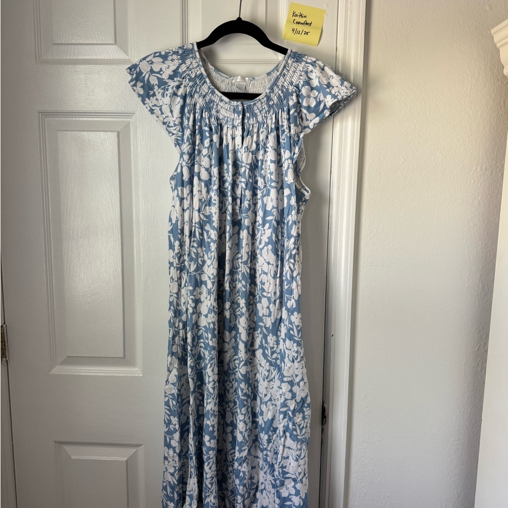 LAKE Pima Smocked Flutter Maternity Nightgown